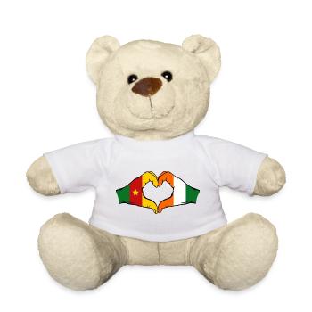 Kamerun Elfenbeinküste Flagge Herz - Teddy - Weiß - Vorne