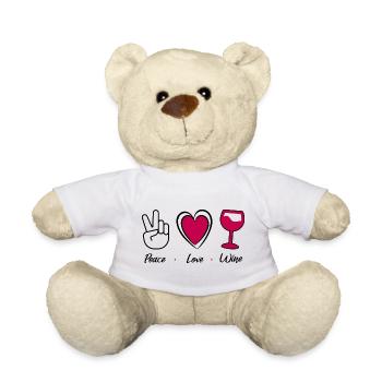 Paix amour vin - Peace love wine - humour vin - Nounours - blanc - Devant