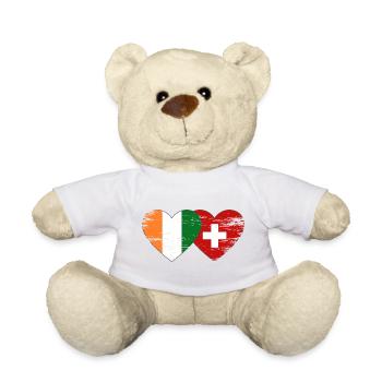 Côte d'Ivoire Switzerland Flags Heart used - Teddy Bear - white - Front