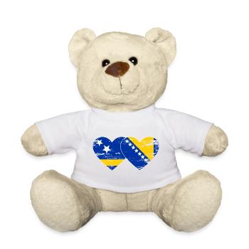 Curacao_Bosnien_Flagge_Herz_used - Teddy Bear - white - Front