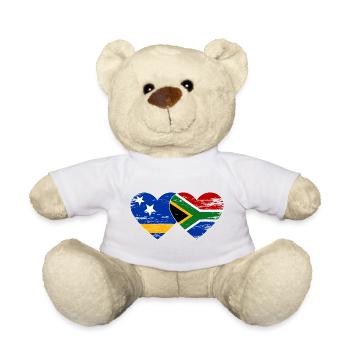 Curacao South Africa Flag Hands Heart Shape - Teddy Bear - white - Front