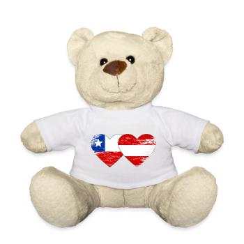 Chile Österreich Flagge Herz - Teddy - Weiß - Vorne