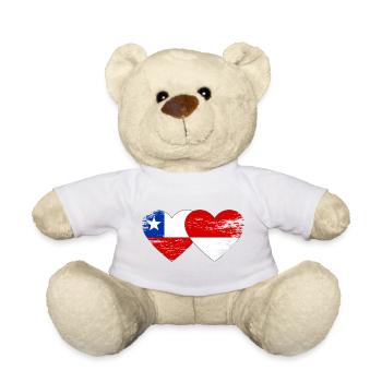Chile Poland flag heart used - Teddy Bear - white - Front