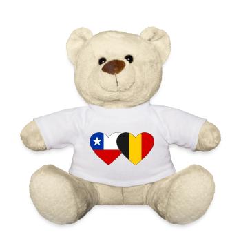 Chile Belgium Flag Heart - Teddy Bear - white - Front