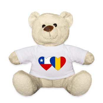 Chile_Rumänien_Flagge_Herz - Teddy - Weiß - Vorne