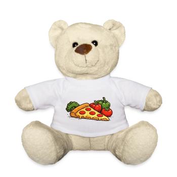 Pizza is my vegetable -Fun fast food design - Teddy Bear - white - Front