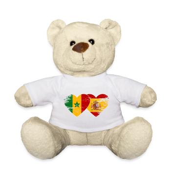 Senegal_Spanien_Flagge_Herz_used - Teddy - Weiß - Vorne