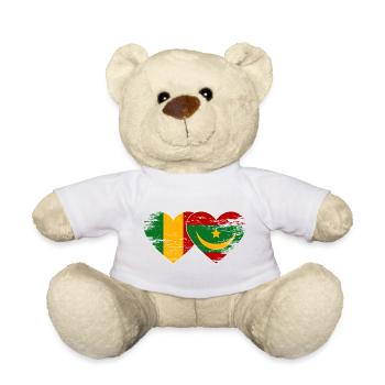 Mali Mauretanien Flagge Herz used - Teddy - Weiß - Vorne