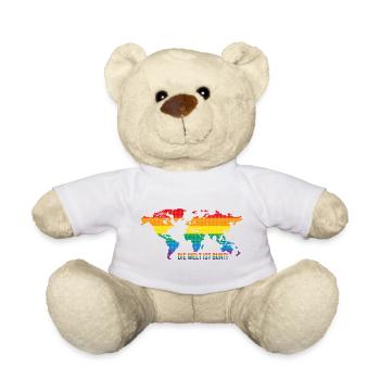 Die Welt ist bunt - Regenbogenweltkarte - Teddy - Weiß - Vorne