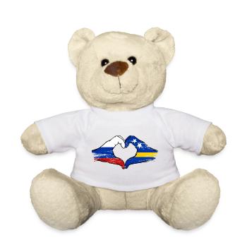 Russia Curacao flag hands heart shape used - Teddy Bear - white - Front
