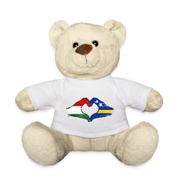 Hungary Curaçao Flag Hands Heart Shape Used - Teddy Bear - white - Front