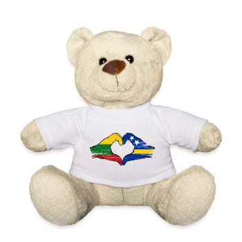 Lithuania Curaçao flag hands heart shape used - Teddy Bear - white - Front