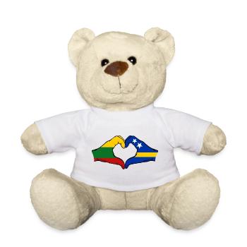 Drapeau de Lituanie Curaçao Mains en forme de cœur - Nounours - blanc - Devant