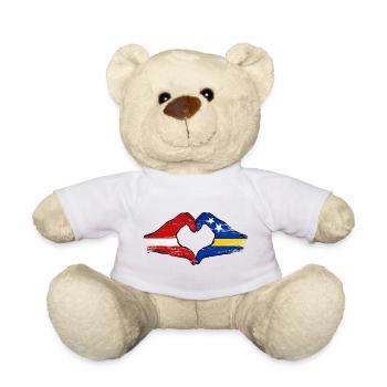 Latvia Curacao flag hands heart shape used - Teddy Bear - white - Front