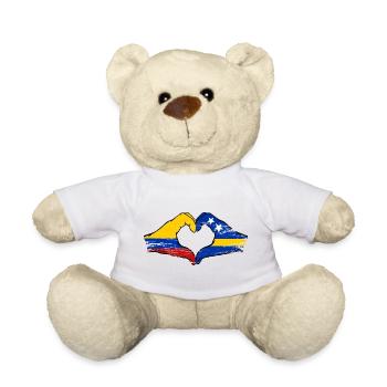 Colombia Curacao flag hands heart shape used - Teddy Bear - white - Front