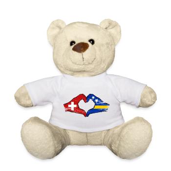 Switzerland Curacao Flag Hands Heart Shape Used - Teddy Bear - white - Front