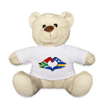 South Africa Curacao flag hands heart shape used - Teddy Bear - white - Front