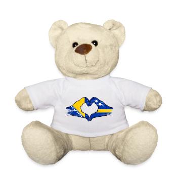Bosnia Curacao flag hands heart shape used - Teddy Bear - white - Front