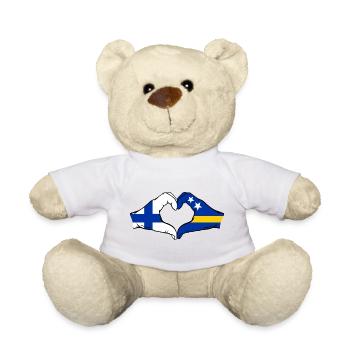 Finnland Curacao Flagge Hände Herzform - Teddy - Weiß - Vorne