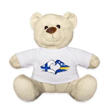 Finland Curacao Flag Hands Heart Shape Used - Teddy Bear - white - Front