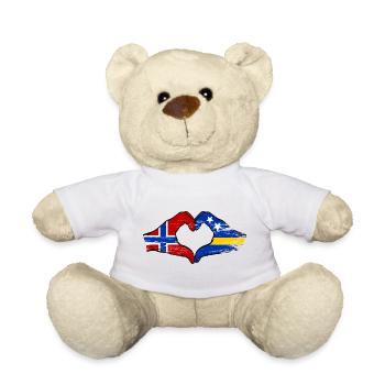 Norway Curacao flag hands heart shape used - Teddy Bear - white - Front