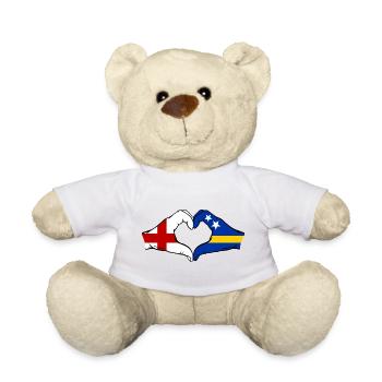 England Curacao Flag Hands Heart Shape - Teddy Bear - white - Front