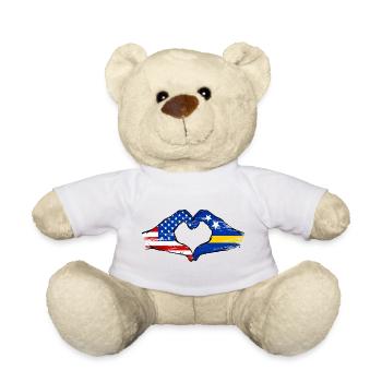 USA Curacao flag hands heart shape used - Teddy Bear - white - Front