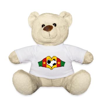 Drapeau du Cameroun, mains, forme de cœur - Nounours - blanc - Devant