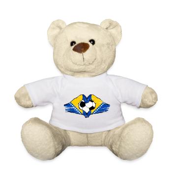 Bosnische Flagge Fußballherz used  - Teddy - Weiß - Vorne