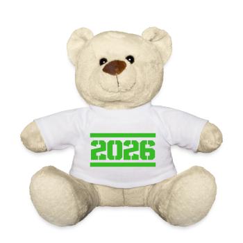Year 2026 in retro block style - Teddy Bear - white - Front