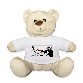 Minigolf Retro Cartoon Golfball JGA Team - Teddy - Weiß - Vorne