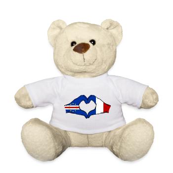 Drapeau du Cap-Vert France, mains en forme de cœur utilisées - Nounours - blanc - Devant