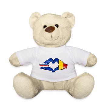 Kap Verde Rumänien Flagge Hände Herzform used - Teddy - Weiß - Vorne
