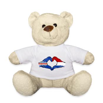 Mains du drapeau du Cap-Vert en forme de cœur utilisées - Nounours - blanc - Devant