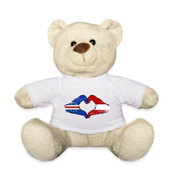 Mains du drapeau du Cap-Vert Autrichien en forme de cœur utilisées - Nounours - blanc - Devant