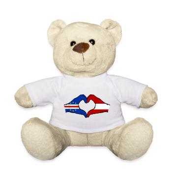 Kap Verde Österreich Flagge Hände Herzform - Teddy - Weiß - Vorne