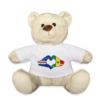 Mains du drapeau du Sénégal du Cap-Vert en forme de cœur utilisées - Nounours - blanc - Devant