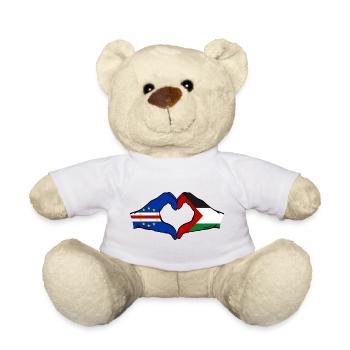 Kap Verde Palaestina Flagge Hände Herzform - Teddy - Weiß - Vorne