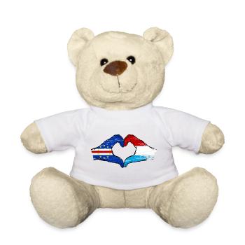 Cape Verde Luxembourg flag hands heart shape used - Teddy Bear - white - Front
