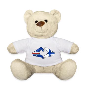 Cape Verde Finland flag hands heart shape used - Teddy Bear - white - Front