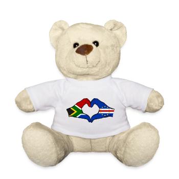Kap Verde Südafrika Flagge Hände Herzform - Teddy - Weiß - Vorne