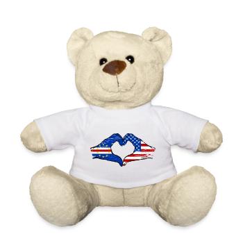 Kap Verde USA Flagge Hände Herzform used - Teddy - Weiß - Vorne