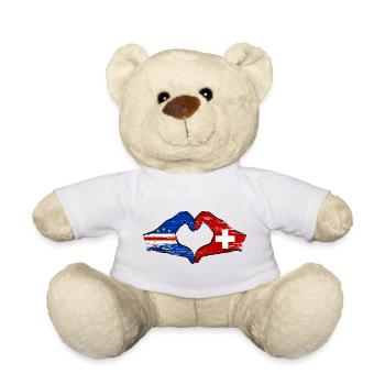 Kap Verde Schweiz Flagge Hände Herzform used - Teddy - Weiß - Vorne