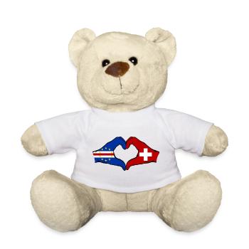Cape Verde Switzerland Flag Hands Heart Shape - Teddy Bear - white - Front