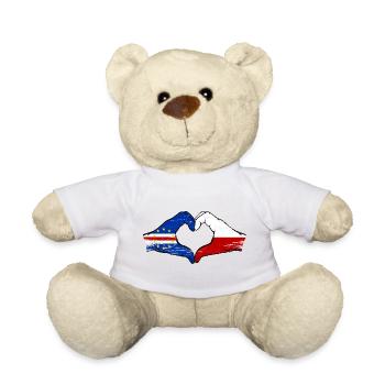 Cape Verde Poland Flag Hands Heart Shape Used - Teddy Bear - white - Front
