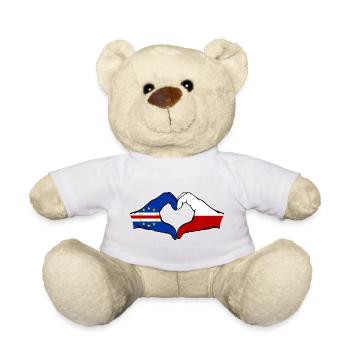 Cape Verde Poland Flag Hands Heart Shape - Teddy Bear - white - Front