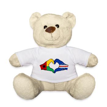 Drapeau du Cap-Vert Guinée-Bissau Mains en forme de cœur - Nounours - blanc - Devant