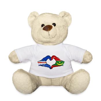 Kap Verde Mauretanien Flagge Hände Herzform - Teddy - Weiß - Vorne