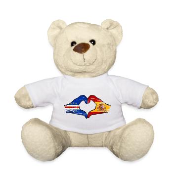 Cape Verde Spain flag hands heart shape used - Teddy Bear - white - Front