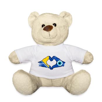 Bosnia Nazar flag hands heart shape used - Teddy Bear - white - Front